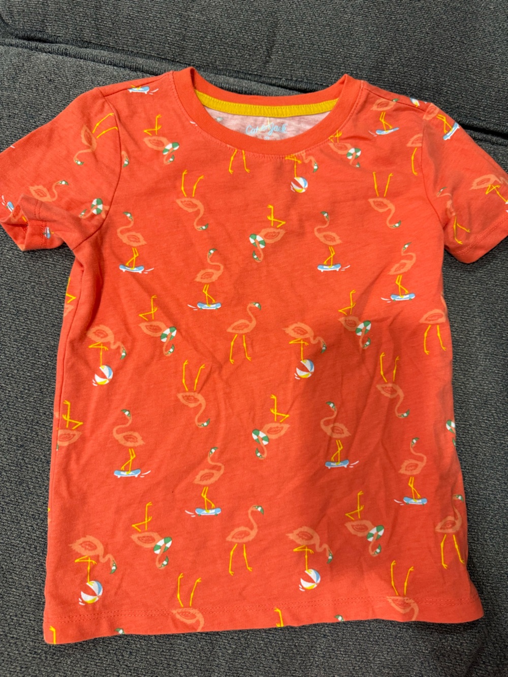 Cat & Jack Orange Flamingo Print Kids Tee